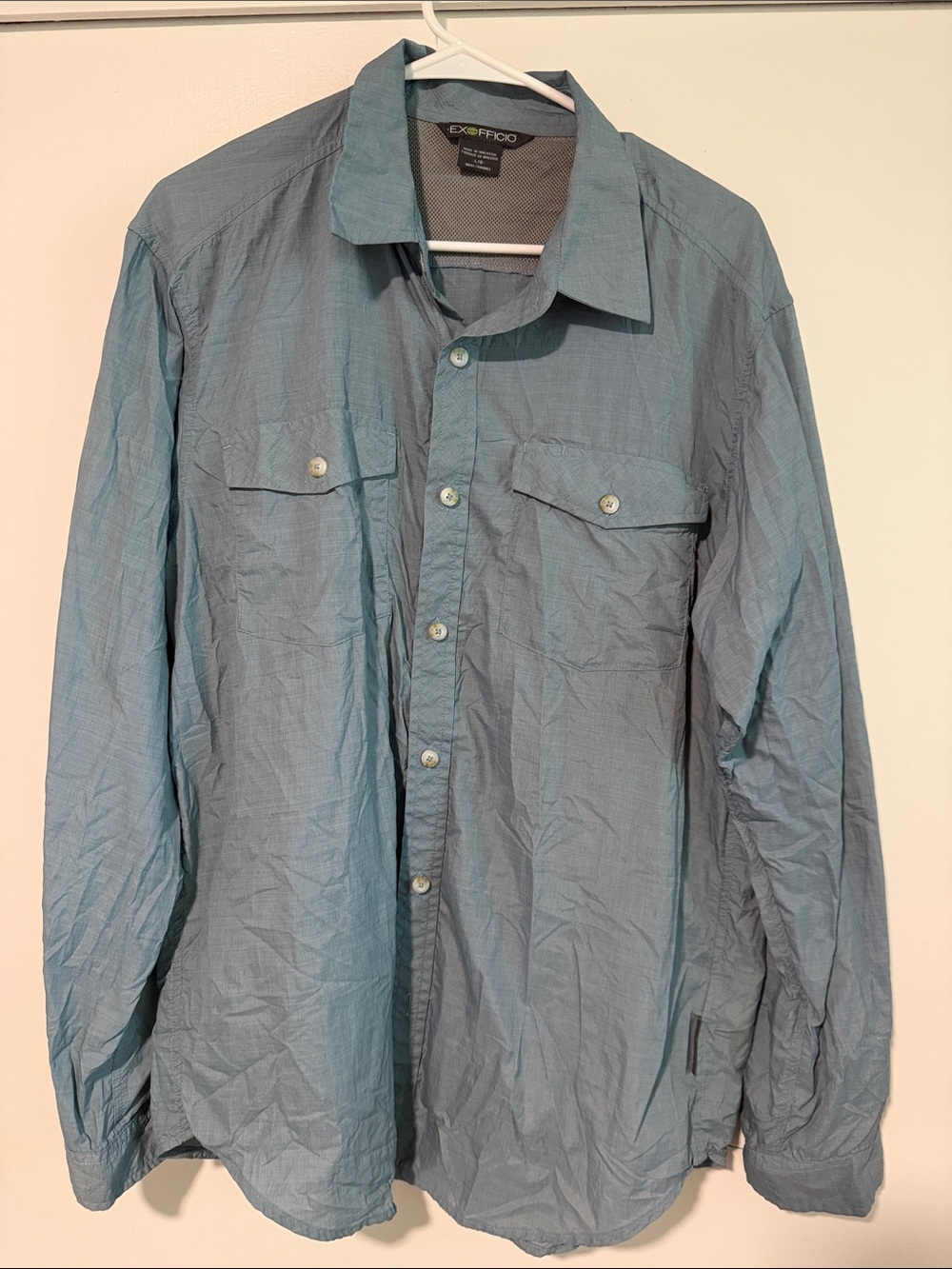 Exofficio Men's Dusty Blue Lightweight Travel Outdoor Hiking Shirt Jacket